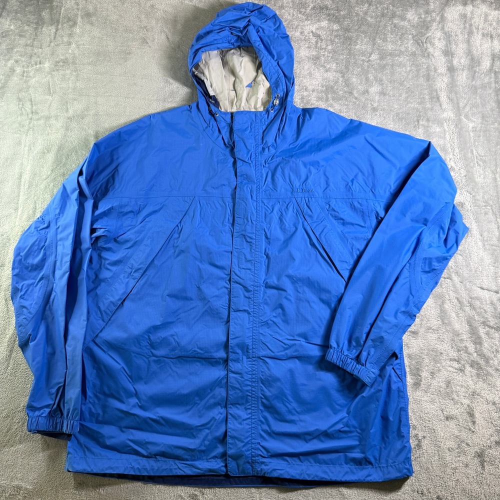 LL Bean Men's XL Blue Lightweight Hooded Rain Jacket Coat (read) - Picture 2 of 11